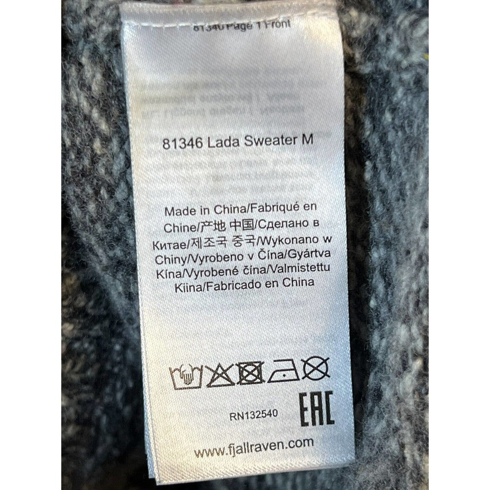 Fjallraven Mens Lada Sweater Size M/L 80% Wool Shawl Collar - Picture 10 of 11